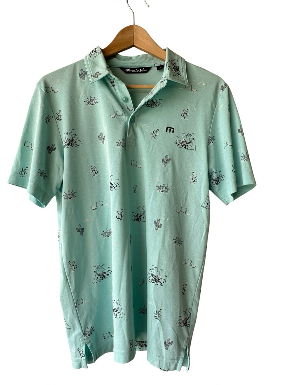 Travis Mathew Southwestern Themed Mint Green Printed Polo Golf Shirt - Small - Picture 7 of 7